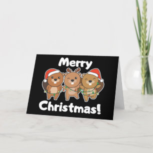 Cartão De Festividades Animais de Natal do Castor Castores Feliz Natal H