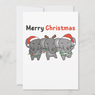 Cartão De Festividades Animais de Natal Elefantes Alegre