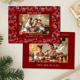 Cartão De Festividades Animais do Natal Floresta Folk Art 2 Fotos