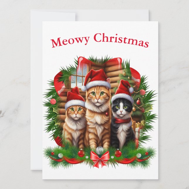 Cartão De Festividades Animais Feliz Natal (Frente)