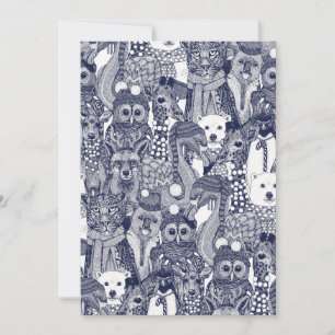 Cartão De Festividades animais festivos azul marinho