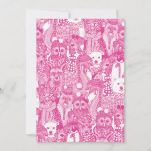 Cartão De Festividades animais festivos rosa