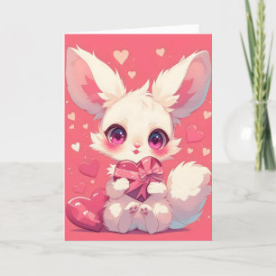 Cartão De Festividades Anime Animal Cute Heart