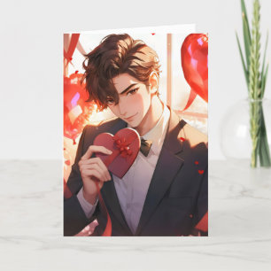 Cartão De Festividades Anime Boy Love Elegant