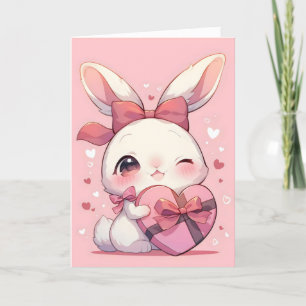 Cartão De Festividades Anime Bunny Kawaii Love