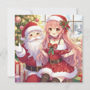 Cartão De Festividades Anime com natal Personalizar Personalizado