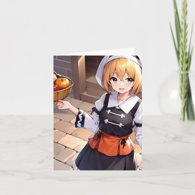 Cartão De Festividades Anime de Ação de Graças B - AI (Frente)