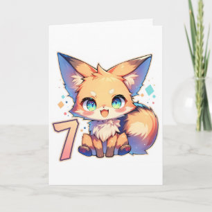 Cartão De Festividades Anime de Raposa Fofo Número Sete