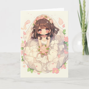 Cartão De Festividades Anime Girl Bride Wedding Chibi