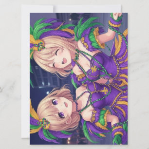 Cartão De Festividades Anime Girls Mardi Gras