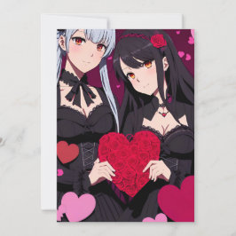 Cartão De Festividades Anime Gothic Valentine's Red Hearts