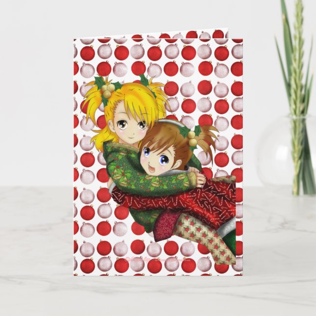 Cartão De Festividades Anime Holiday Hug (Frente)