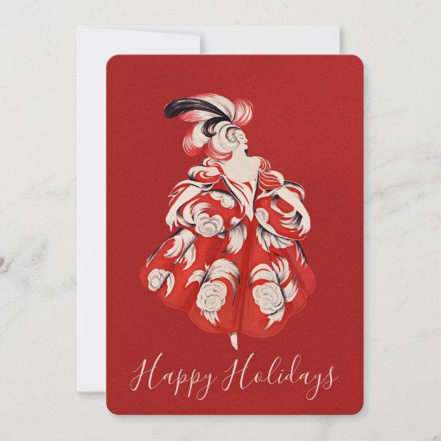 Cartão De Festividades Anisette Red Holiday Flat Card (Frente)