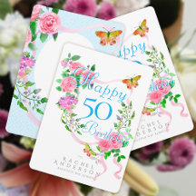 Aniversário com Fita de Rosa Rosa