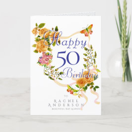 Cartão De Festividades Aniversário da Faixa de Rosa de Dourado