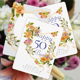 Cartão De Festividades Aniversário da Faixa de Rosa de Dourado