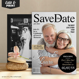 Cartão De Festividades Aniversário da Revista Moderna Salve a Data Convid