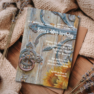 Cartão De Festividades aniversário de 40 anos Rustic Barn Door Western