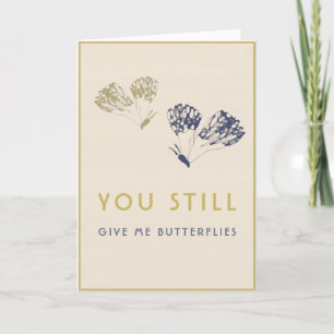 Cartão De Festividades Aniversário de Casamento de Borboletas Douradas Az