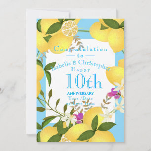 Cartão De Festividades Aniversário de Casamento Esmagamento de Limão Azul