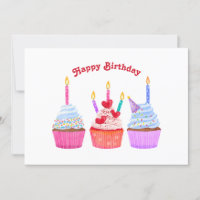 Aniversário de cupcakes desenhados à mão