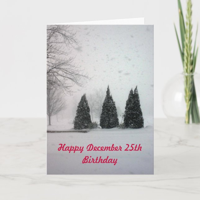 Cartão De Festividades Aniversário de Natal 6 - Neve Maciça (Frente)