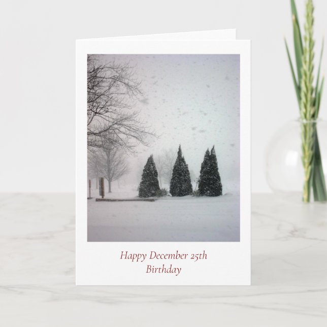 Cartão De Festividades Aniversário de Natal 6 - Neve Maciça (Frente)