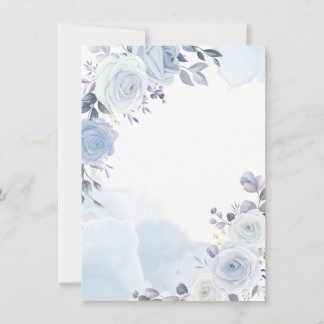 Cartão De Festividades Aniversário de Rosas Azuis de Aquarela
