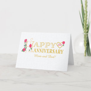 Cartão De Festividades Aniversário do Ano Personalizado dos Pais com Cart