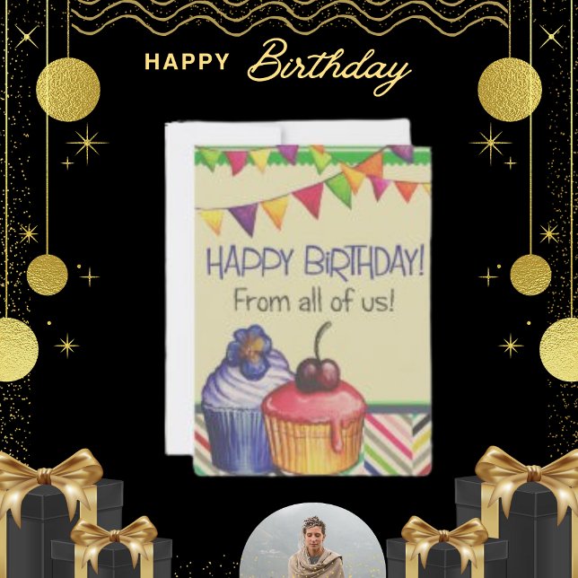 Cartão De Festividades Aniversário do Balão de Bolo de Aniversário, Sauda (Criador carregado)