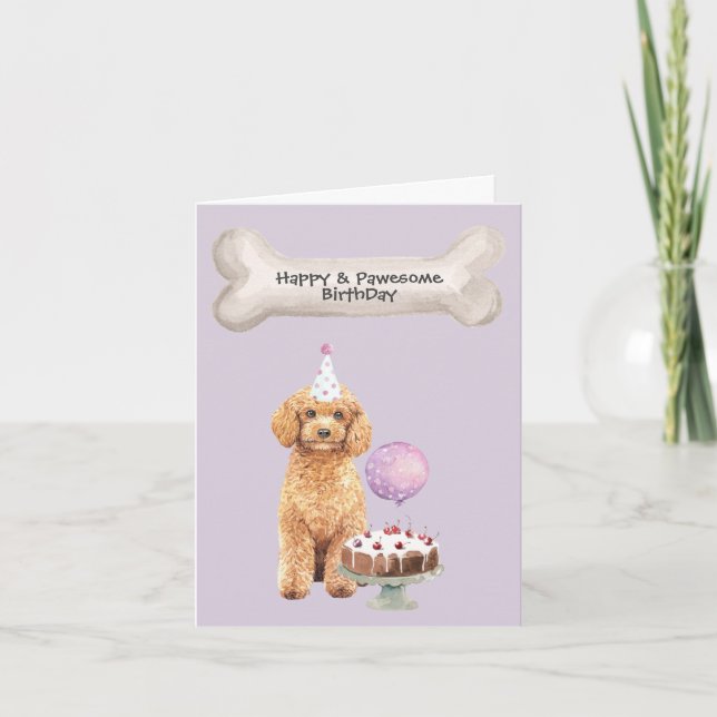 Cartão De Festividades Aniversário do Cão Poodle Cavapoo (Frente)