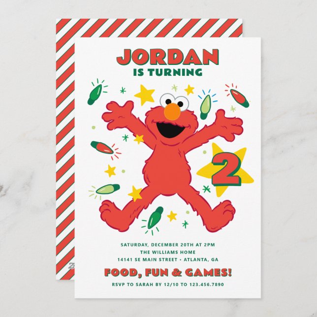 Cartão De Festividades Aniversário do Feriado da Rua Elmo Sesame (Frente/Verso)