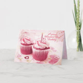 Cartão De Festividades Aniversário em Cupcakes Rosa-Dia de os namorados