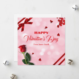 Cartão De Festividades Aniversário Feliz Namorado Rosa Vermelho