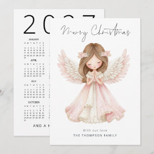 Cartão De Festividades Anjo Caprichoso Calendário 2027 Feliz Natal