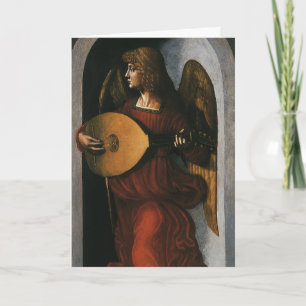Cartão De Festividades Anjo com Lute pelo Natal de Leonardo da Vinci
