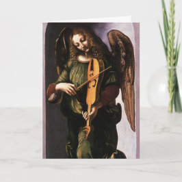 Cartão De Festividades Anjo com Vielle por Leonardo da Vinci Natal
