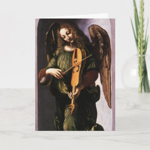Cartão De Festividades Anjo com Vielle por Leonardo da Vinci Natal