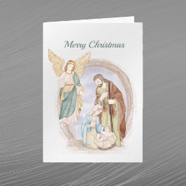 Cartão De Festividades Anjo da Natividade de Natal em Aquarela