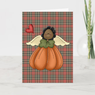 Cartão De Festividades anjo de abóbora americano africano