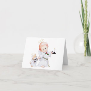 Cartão De Festividades Anjo De Bebê E Gato Bonitos