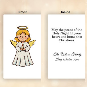 Cartão De Festividades Anjo de Falsa Agulha de Gancho com Vela Natal