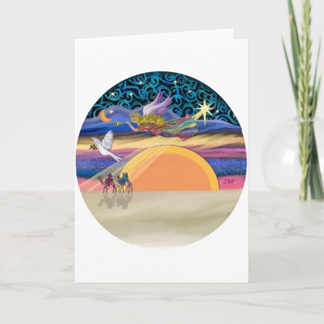 Cartão De Festividades Anjo de Natal - Adicione Seu Pet (Frente)