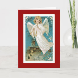 Cartão De Festividades Anjo de Natal com trompetes