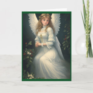 Cartão De Festividades Anjo de Natal Vitoriano Antigo