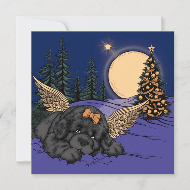 Cartão De Festividades Anjo de Neve Cachorrinho (Frente)