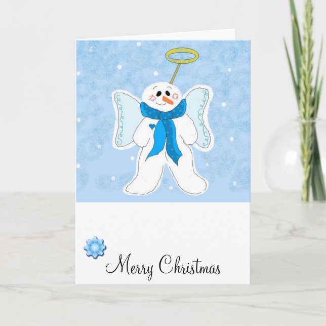 Cartão De Festividades Anjo de Neve Celestial (Frente)