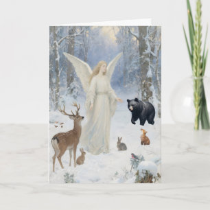 Cartão De Festividades Anjo do Natal da Floresta