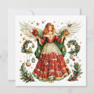 Cartão De Festividades Anjo doce com presentes de Natal