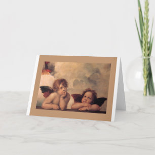 Cartão De Festividades anjo fé Raphael vintage pintura antiga bênção